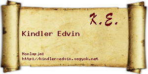 Kindler Edvin névjegykártya